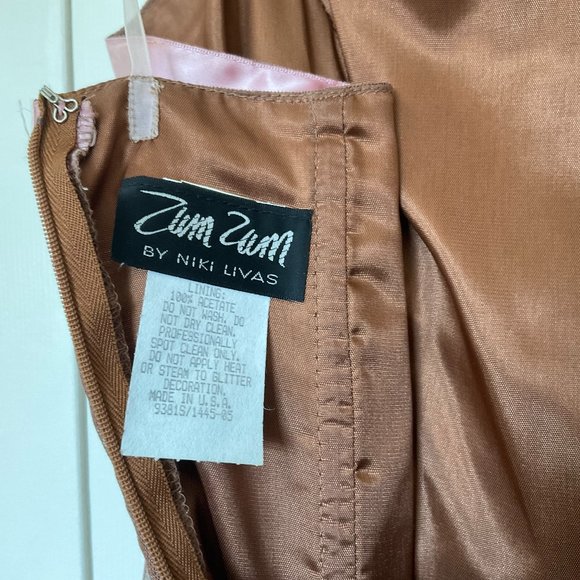 High-Low Brown and Pink Grad Prom Formal Dress Strapless - Picture 2 of 6